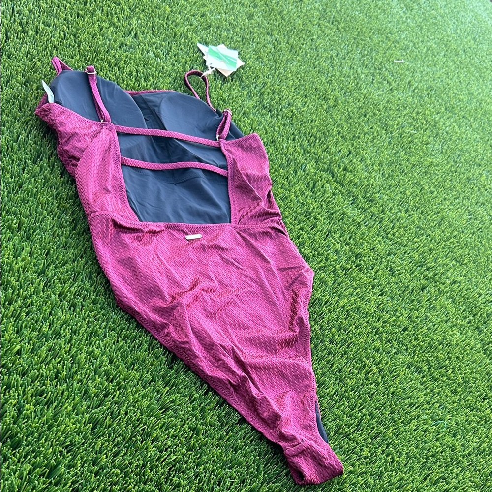 Textured One-Piece Swimsuit in Berry Plum - Picture 2 of 2
